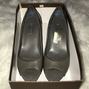 Grey Open toe wedge shoe